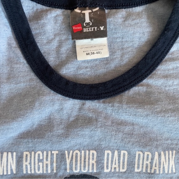 💥SOLD💥Vtg Ringer T Shirt Whiskey Canadian Club Bar Drink Heathered Blue Dad - Picture 2 of 7